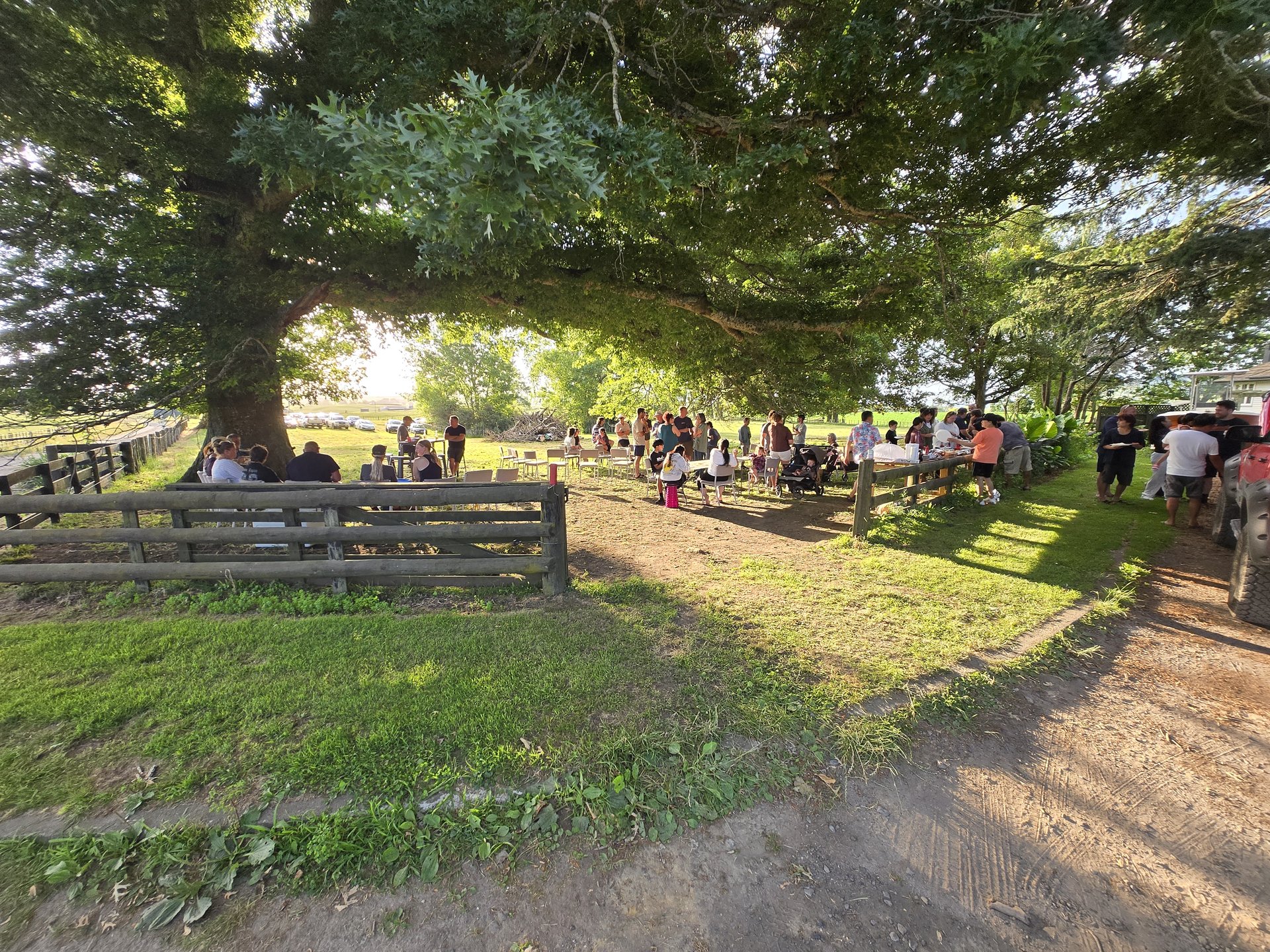 Community bonfire gathering at Rawhiti