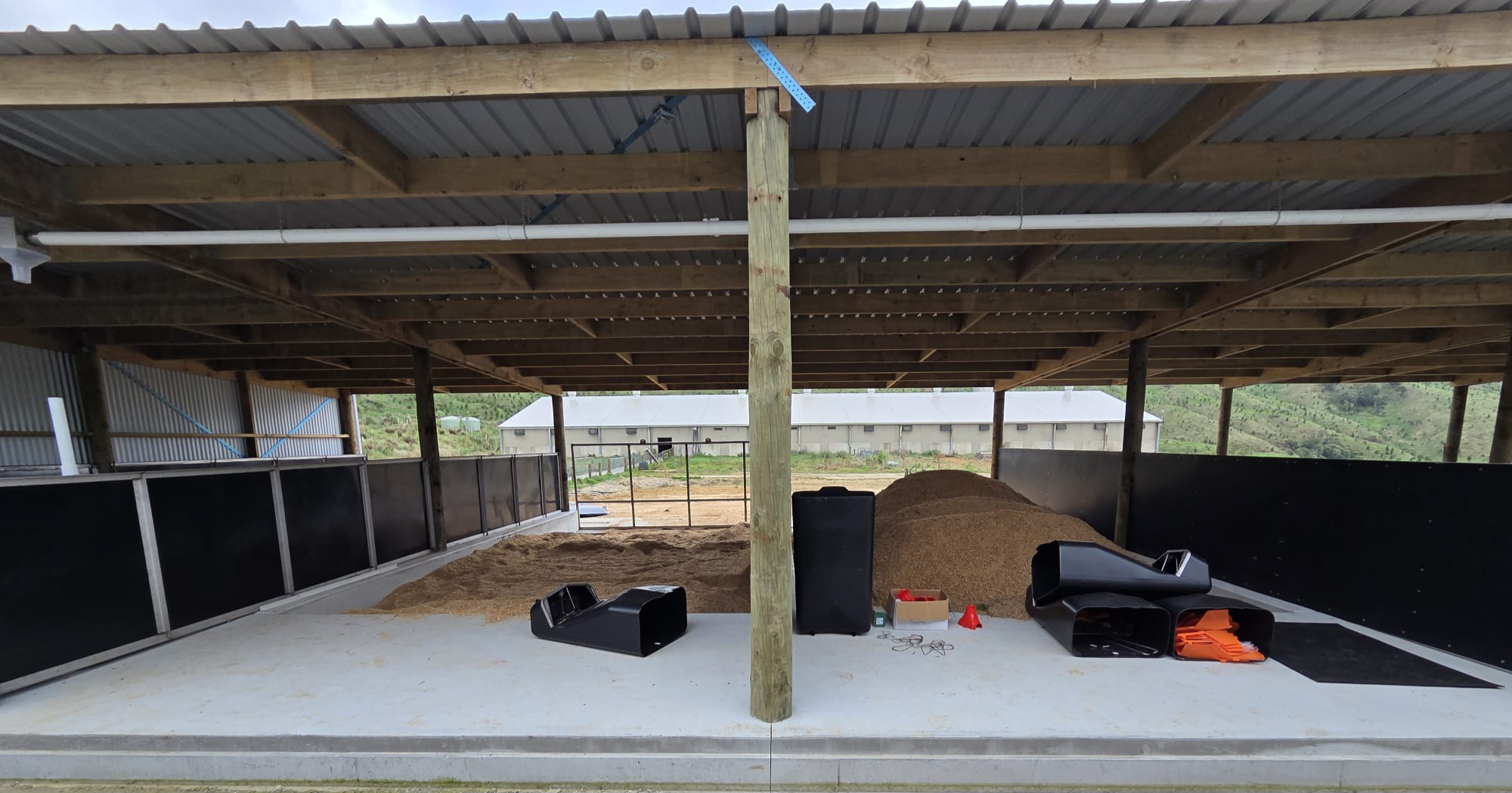Inside the new eco-barn at Rawhiti farm